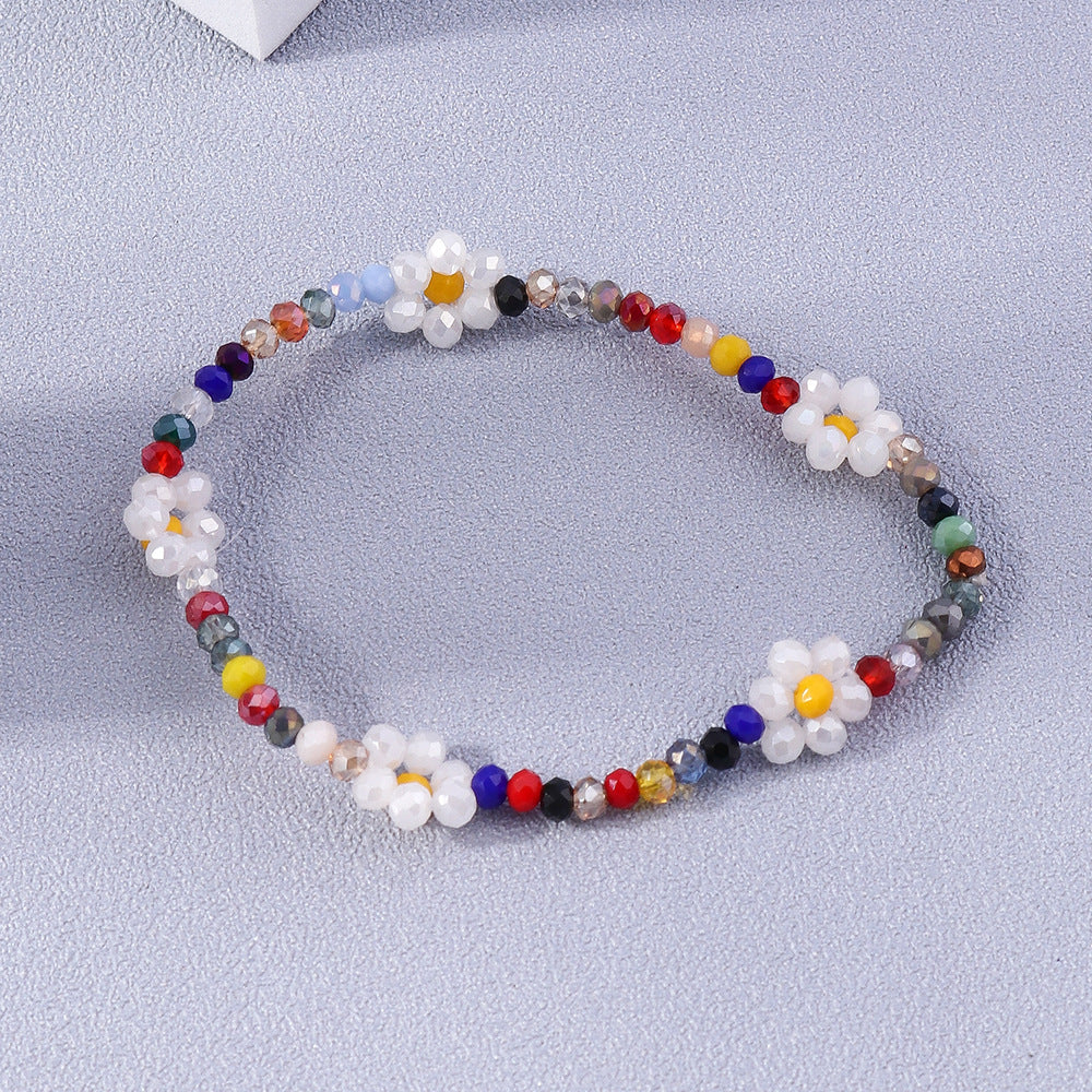 Wholesale Rice Beads Colorful Daisy Small Flowers Resin Bracelet
